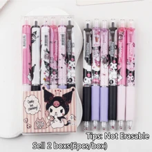 Sanrio Sanrio 6pcs/12pcs Hello Kitty & Kuromi & Melody & Cinnamoroll & Pochacco Erasable/Not Erasable Gel Cute Pens With Cute Moyi Design, The Erasable Pen Is Blue Ink, And The Non-Erasable Pen Is Black Ink,Retractable,Officesupplies,0.5mm Erasable Gel Pens, Good At Writing Quick-Drying, Press The Pen Neutral Pen