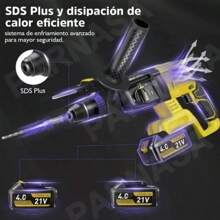 Seokiwi Kit Rotomartillo Y Esmeriladora Angular Inalámbrica 21v - Amarillo - Ver 5