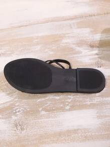 Sandalias planas con tira de cuentas de estilo bohemio de verano para mujer, sandalias de playa casuales sencillas y versátiles de moda