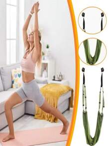 1pc Universal Yoga Stretching Band With Door Anchor, Multi-Layer Flexibility Trainer, Polyester Fitness Band For Leg Stretching, Back Bending Aid, Dance, Ballet, Gymnastics, Home Exercise Equipment[ Random Color ] - Multicolor - View 3