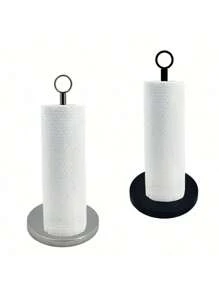 1pc Stainless Steel Kitchen Roll Paper Towel Holder Bathroom Tissue Stand,With Non-Slip Weight Base, Suitable For Kitchen And Bathroom
