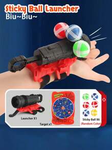 粘球玩具，包括 6 个粘球、粘球发射器和毛绒目标，适合作为 3 至 12 岁男孩和女孩的玩具礼物，适合室内和户外运动派对游戏玩具和家庭派对礼物 - 紅色 - 查看 7