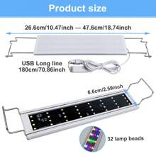 Full Spectrum Aquarium LED Light - Suitable For 10-18 Inch Fish Tanks, 3 Lighting Modes With Adjustable Brightness, Automatic Timer, Extendable Bracket, Ideal For Freshwater, Reptiles, Amphibians, And Small Pet Lighting