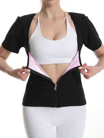 ARUNOW 女式运动户外桑拿服，带拉链、腰部训练器、健身吸汗带、腰部修剪器、瑜伽服