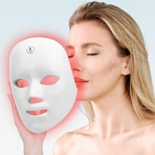 7-Color LED Light Mask - Rechargeable, USB-Powered With 400mAh Lithium Battery, Fragrance-Free, White - Ideal For Skin Care & Beauty Regimens, Light For Face - White - View 4