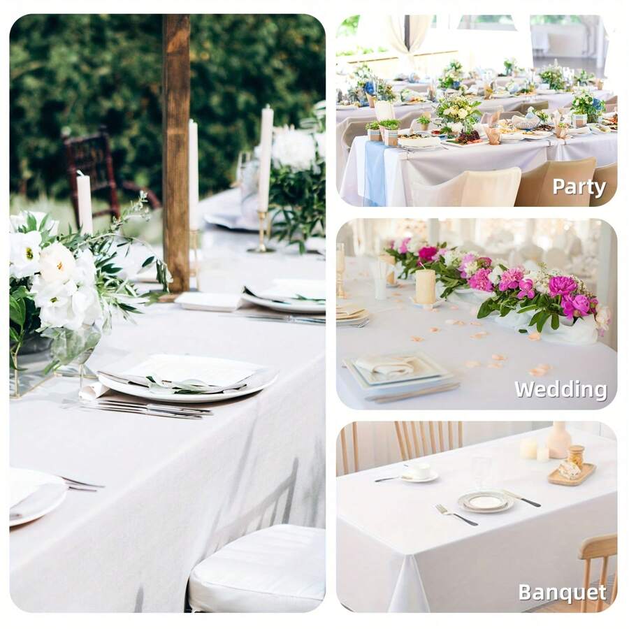 1 件/8 件一次性 PEVA 纯色桌布，适用于矩形桌子，抗皱可洗装饰桌布，适合婚礼、派对、仪式、自助餐、生日、日常使用，107.87*53.94 英寸