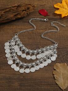 Fashionable Retro Multi-Layer Coin Tasseled Necklace For Women, Casual Beach Accessory Short Necklace - Star - View 11