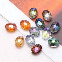 30 Peças/Pacote 9*12mm Oval 12mm Contas de Vidro de Trevo de Quatro Folhas, Contas Soltas Eletrorrevestidas para Acessórios de Joias DIY, Chaveiros, Encantos de Celular
