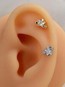 1Pc Stainless Steel Crystal CZ Star Studs Earrings For Women Men Helix Tragus Cartilage Rook Flat Lobe Conch Anti Tragus Piercings Jewelry