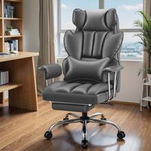 Big And Tall Executive Office Chair With Lumbar Support Leather Computer Chairwith Footrest, Ergonomic Chair High Back With Lumbar Support, Reclining Home Office Chair