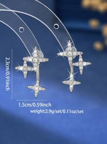 1 Pair Luxury Elegant Star Stud Earrings Suitable For Women's Daily Wear, Charming