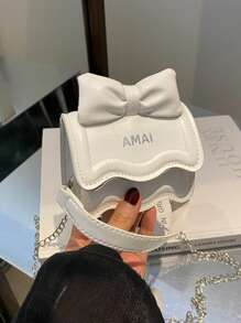 1pc Mini Girl Messenger Bag, Bow Bag, Bag Net Celebrity New Messenger Bag Cute Bow Shoulder Bag Versatile Princess Coin Purse, Childlike Cute, Daily Matching, Suitable For Shopping, Travel Daily Use.
