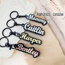 1 chaveiro de acrílico personalizado faça você mesmo, chaveiro personalizado com nome em inglês de camada dupla, chaveiro de acrílico personalizado com nome, pingente de letra personalizado para bolsas, presente para mulheres - Chaveiro preto - Ver 12