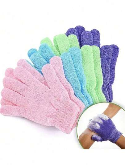 2/4/件装沐浴手套、浴巾、去角质沐浴手套、双面磨砂按摩浴巾、沐浴露泡沫浴球、完美身体清洁工具、适合家庭使用