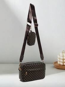 Túi xách da giả chống thấm nước tối giản dành cho nữ, có nhiều ngăn và dây đeo vai có thể điều chỉnh, túi đeo chéo nhỏ gọn, túi đựng máy ảnh, ví đựng tiền xu, túi đựng đồ trang điểm, quà tặng mẹ và con gái, ngày lễ tình nhân - màu nâu - Xem 1