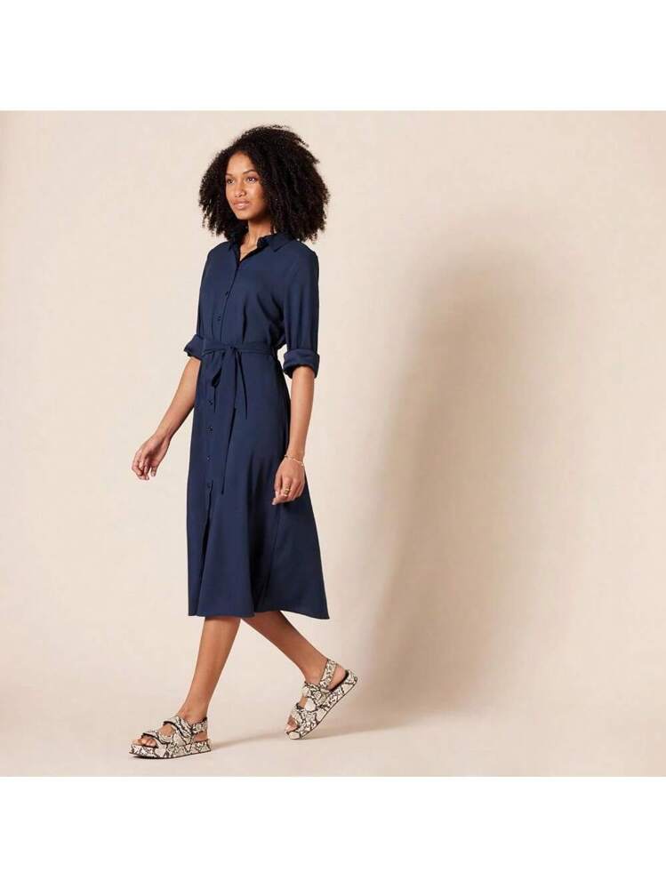 georgette shirt dress Marella | Woman - Long printed georgette shirt dress - Cream