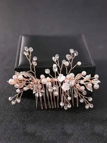 Elegant Gold Foil Bridal Hair Comb - Zinc Alloy, Perfect For Weddings And Special Occasions - Multicolor - View 9