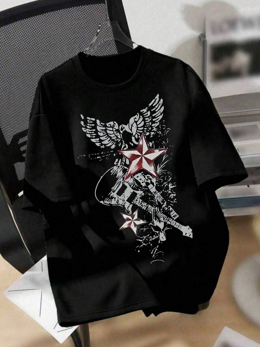 女士休闲短袖圆领 T 恤 - 黑色 - 查看 1