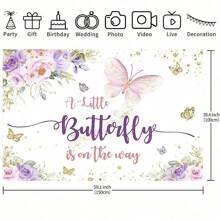 1pc Butterfly Happy Birthday Backdrop Purple Butterfly Kiss And Birthday Wishes Butterfly Blue Rose Flowers, Seasonal Universal Holiday Decorations Party Decorations, Photo Booth Studio, Indoor Outdoor Decoration, Photography Backdrop, Garden Decoration. Widely Used, Multiple Sizes.