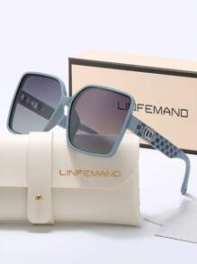 LINFEMAND Oversized Square PC Frame Decor Fashion Glasses, Unisex Casual Makeup, Street Style, Travel, Holiday Gift For Summer Beach Vacation, Outdoor, Travel - Multicolor - View 4