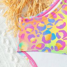 Tween Girls' Latest Fashion Colorful Leopard Print Swimsuit - Hot Pink - View 4