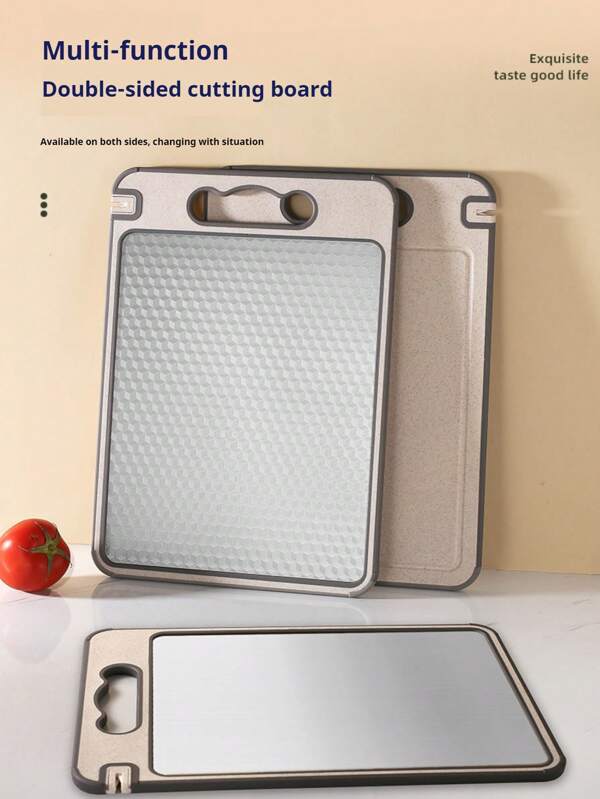 1pc Stainless Steel Defrosting Board, Diamond Grain Stainless Steel Defrosting Board, Double-Sided Cutting Board, Wrapped Edge Defrosting Board, Mildew Resistant TPR Material Household Cutting Board, Food Board Sharpener Cutting Board, Multi-Functional Stainless Steel Cutting Board