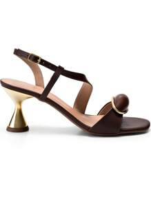 Women's Sandals With Low Heel Geometric Metallic Comfort And Lumiss Embellishment - 鏽棕色 - 查看 3