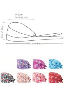 1pc Women's Ditsy Floral Nurse Cap, Anti-Bacterial & Anti-Dust, Suitable For Hospital Nurses, Beauty Professionals, Or Housekeeping/Cleaning Workers - Multicolor - View 2