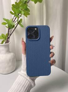 1 carcasă de protecție moale TPU cu textură tricotată 3D, albastru-ceață, compatibilă cu seria 16, impermeabilă, rezistentă la șocuri, la căderi și la zgârieturi