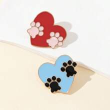 Broche de solapa con diseño de corazón y pata, hecho de aleación de zinc esmaltada, adecuado para ropa, bolsos, sombreros, todo el año; gran regalo para amigos, fans, compañeros de clase