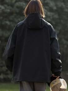 Women's Outdoor Breathable Windproof Waterproof Plain Color Softshell Jacket (Single Jacket) - Black - View 4