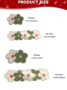 1pc White & Green Contrast Floral Print Kitchen Floor Mat, Non Slip Oil Resistant Floor, Waterproof Rug, For Entrance Kitchen Living Room Laundry Bathroom Home Decoration Only For Room Decoration Hand Wash - Multicolor - View 2
