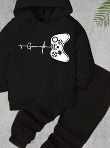 Conjunto Moletom Game Batimentos Menino Infantil Blusa e Calça Kids Flanelado Masculino Criança Inverno