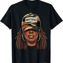 Unbothered  Girl With Cap Camo Afro Woman T-Shirt