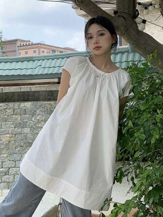 2025夏季女装新款白色法式宽松衬衫淑女休闲长款无袖衬衫韩版设计