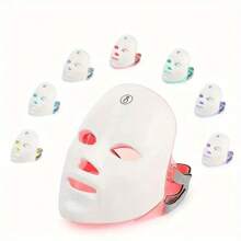 7 Color LED Mask] 7 Color LED Facial Skin Care Mask - Reusable, Portable With Eye Protection, Unisex Christmas Gift - White - View 10