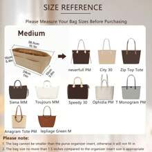 Filztascheneinsatz kompatibel mit C.Oach City 30 PM, Long Champ Medium und mehr, leichter Tascheneinsatz für Frauen Luxus-Tragetaschen Handtaschenorganizer