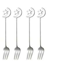 1/4/6/8pcs 304 Stainless Steel Crescent Moon & Star Dessert Spoons - Silver/Gold Cutlery, Tableware Set For Coffee, Holiday Gift