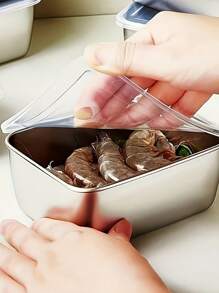 带翻盖的不锈钢食品储存容器，厨房食品保鲜盒，防漏且可堆叠，适用于户外露营、家庭聚会、办公室和学校