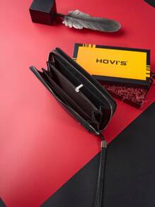 HOVI'S Fashion Retro Eagle Printing Zipper Long Wallet Business Large Capacity Multifunctional Mobile Phone Wallet Clutch Bag Gift - Black - View 7