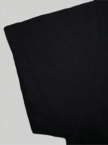 Women's 'MIMI Claus' Pattern-Shirt - Festive Santa Hat And Reindeer Antlers Design, Soft Crew Neck Short Sleeve Top, Washable Spring Summer Season Party-Shirt - màu đen - Xem 5