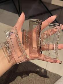 3pcs Women Clear Minimalist Casual Rectangle Hair Claw, For Decoration Claw Clips Hair Clips Hair Jaw Clip Hair Clamps Hair Clutch Hair Catcher Clip, School Stuff, College Fall Winter Hair Accessories For Women For Vacation Outfits Woman