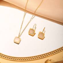 Acessórios Elegantes de Estilo Minimalista Francês Ins, Colar Pingente Geométrico, Brincos Feitos de Aço Inoxidável e Resina, Adequados para Mulheres, Namoradas, Presente de Aniversário