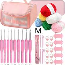 EDCUEBE7 Kit de fil à crocheter, set de crochet pour débutants, comprend des crochets et des fils à crocheter, set de crochet portable et ergonomique, pack de démarrage idéal pour les enfants et les adultes (couleur aléatoire) - Multicolore - Voir 5