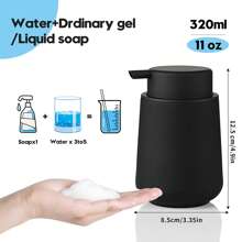 11 Oz Matte Black Foam Soap Dispenser - Modern Minimalist Style, Suitable For Bathroom And Kitchen Countertops, Refillable Home Bathroom Decor Fall Decor Back To School