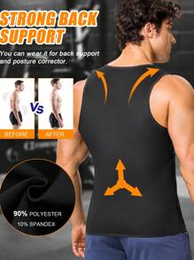 Nebility Sauna Suit For Men 2 In 1 Waist Trainer Sauna Shirt For Men Sweat Band For Stomach - 黑色 - 查看 2