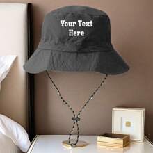 1pc Customizable Text Outdoor Bucket Hat, Collapsible Sun Protection Hiking Fishing Sport Cap
