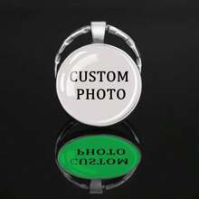 Llavero con cúpula de cristal personalizada con foto - 3 piezas. Diseño redondo con imagen de padres e hijos. Accesorio de moda perfecto para familia, mascotas y recuerdos con logo. El mejor regalo para amigos y padres.