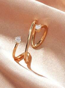 1 chiếc nhẫn vàng điều chỉnh được, kiểu dáng tối giản, đính đá Zirconia bao quanh, dành cho nữ. - Phong cách 3 - Xem 3