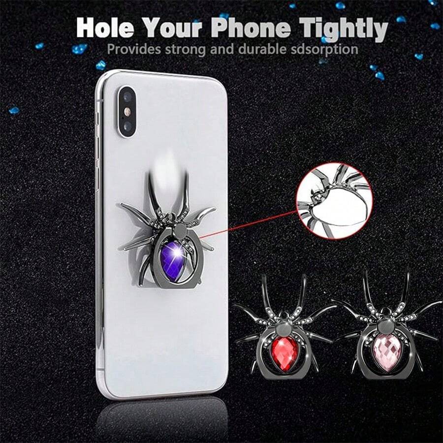1 Stück kreatives Spinnen-Design glänzender Fingerring Handyhalter, 360° drehbarer polierter Metallgriff Handyring Griff, geeignet für Smartphones, Geschenk zum Geburtstag/Ostern/für Freund/in, kompatibel mit iPhone, Android-Handy, Geschenk für Geburtstag, Familie, Freunde Fingerring Halterung, Handygriff, Handyzubehör
